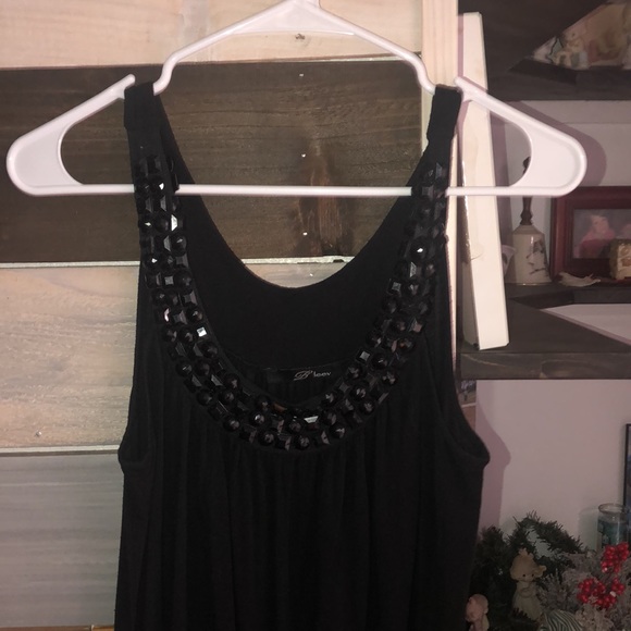 Mini Black Dress with Beads - Large size - Picture 2 of 9